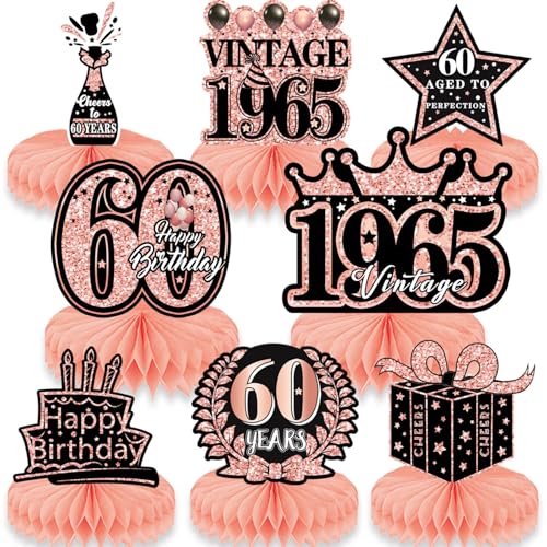 8 Stück deko 60 geburtstag frau, deko 60 geburtstag. Geburtstag Frauen, Tischdeko 60 geburtstag Bienenwabe Mittelstück, Happy Birthday Tischdeko,Tischdeko geburtstag Party Dekoration. von HenfuME