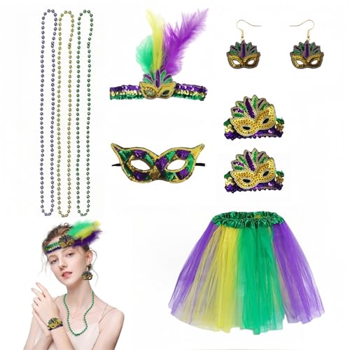 HenfuME Damen KostüM Fasching,10-Teiliges Set KarnevalskostüM Damen,Karneval KostüM MäDchen,TüLlrock Damen GrüN,TüLlrock Karneval,StirnbäNder, ArmbäNder, Masken FüR Fasching Mottoparty HenfuME Damen KostüM Fasching,10-Teiliges Set KarnevalskostüM Damen,Karneval KostüM MäDchen,TüLlrock Damen GrüN,TüLlrock Karneval,StirnbäNder, ArmbäNder, Masken FüR Fasching Mottoparty von HenfuME