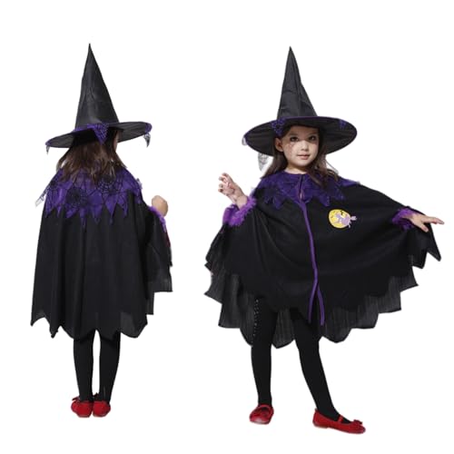 HexenkostüM MäDchen, Halloween KostüM Kinder, Hexen Umhang, Geeignet FüR 3-4 Jahre 120cm, FüR Karneval Cosplay Party HexenkostüM MäDchen, Halloween KostüM Kinder, Hexen Umhang, Geeignet FüR 3-4 Jahre 120cm, FüR Karneval Cosplay Party von HenfuME