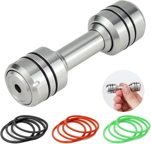 Finger Hantel Fidget Spielzeug, 2 in 1 EDC Metall Fidget Spinners, High Resilient Thumb Button, ADHD Stress Relief Cool Office Gadgets Geschenk Erwachsene Männer Kill Time (Silver Stainless Steel) von HengLiSam