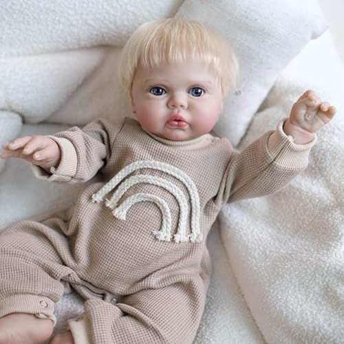 Hengluck Reborn Puppen Lebensecht 49 cm Reborn Baby Junge Lebensechte Babypuppen Wie Echt Silikon Baby Puppe Mit Blonde Echte Babypuppe von Hengluck