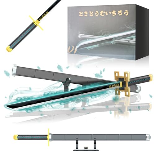 HRS Demon Slayer Schwert Kompatibel mit Ideas Sets, 40 Zoll Tokitou Muichirou Katana Cosplay deko Geschenk für Erwachsene Jungen Klemmbausteine mit Halterung und Scheide (771 Teile) von Hengrongshen