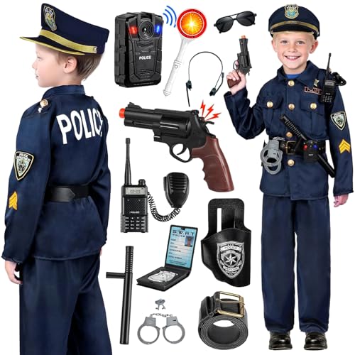 Hengrongshen Polizei Kostüm Kinder Set mit Polizeimütze Handschellen Halfter Trillerpfeife, Polizei Spielzeug für Jungen Halloween Spielzeug Kinder Karneval Cosplay für 2 bis 4 Jahre Hengrongshen Polizei Kostüm Kinder Set mit Polizeimütze Handschellen Halfter Trillerpfeife, Polizei Spielzeug für Jungen Halloween Spielzeug Kinder Karneval Cosplay für 2 bis 4 Jahre von Hengrongshen