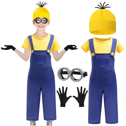 Karneval Kostüm Zubehör, Gelb Mütze, Runde Steampunk Brille, Schwarze Handschuhe, Gelbe Hemd & Kinderoverall für Männer & Frauen, Jumpsuit für Kinder, Karneval Kostüm Cosplay Partyzubehör (100) Karneval Kostüm Zubehör, Gelb Mütze, Runde Steampunk Brille, Schwarze Handschuhe, Gelbe Hemd & Kinderoverall für Männer & Frauen, Jumpsuit für Kinder, Karneval Kostüm Cosplay Partyzubehör (100) von Hengrongshen