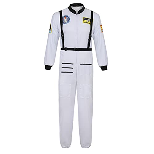 Hengzhifeng Astronauten Kostüm Herren Karnevalskostüme Halloween Cosplay (Large, Weiß) von Hengzhifeng