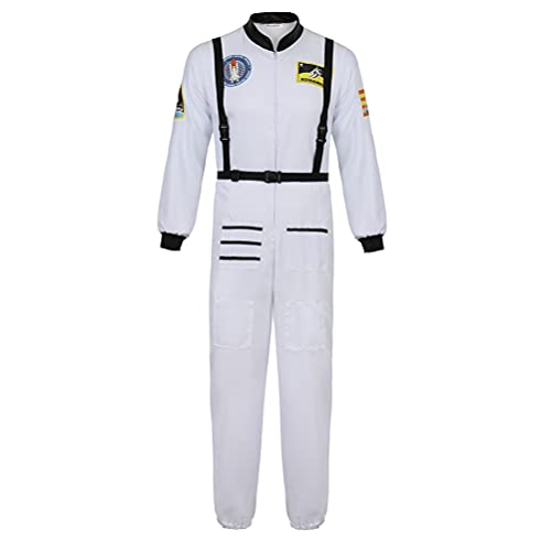 Hengzhifeng Astronauten Kostüm Herren Karnevalskostüme Halloween Cosplay (Medium, Weiß) von Hengzhifeng
