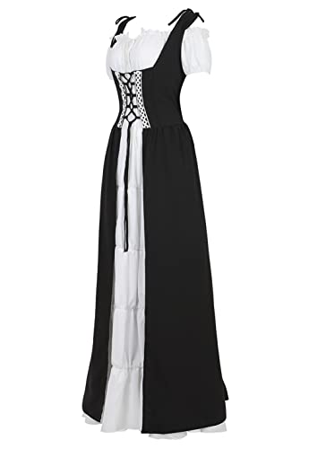 Hengzhifeng Mittelalter Kleid Damen Renaissance Kostüm Gothic Viktorianischen Kleider (X-Large, Schwarz) von Hengzhifeng
