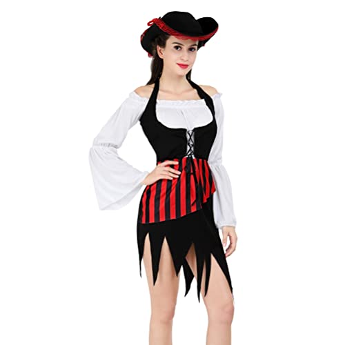 Hengzhifeng Piraten Kleid Damem Piratenbraut Karneval Fasching Kostüm (XX-Large, Rot) von Hengzhifeng