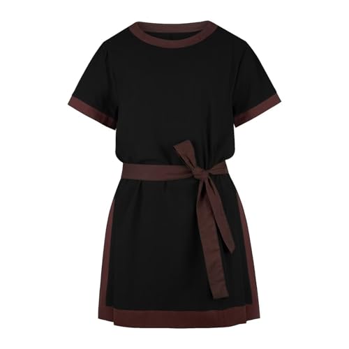 Hengzhifeng Piratenhemd Herren Mittelalter Hemd Wikinger Kostüm Retro Steampunk Tunika (Small, Schwarz) von Hengzhifeng