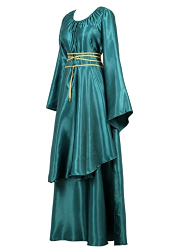 Hengzhifeng Renaissance Kleid Damen Mittelalter Kostüm Cosplay Retro Halloween Faschingskostüm (3X-Large, Grün) von Hengzhifeng