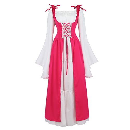 Hengzhifeng Renaissance Kleid Damen Mittelalter Kostüm Cosplay Viktorianischen Kleider (Large, Rosa) von Hengzhifeng