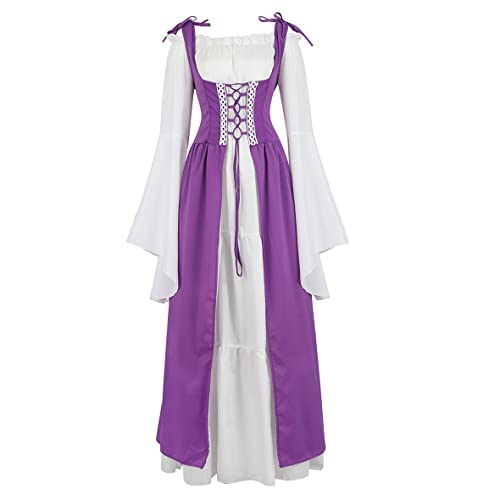 Hengzhifeng Renaissance Kleid Damen Mittelalter Kostüm Cosplay Viktorianischen Kleider (Small, Lila) von Hengzhifeng