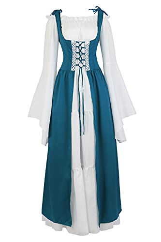 Hengzhifeng Renaissance Kleid Damen Mittelalter Kostüm Cosplay Viktorianischen Kleider (XX-Large, Dunkelgrün) von Hengzhifeng