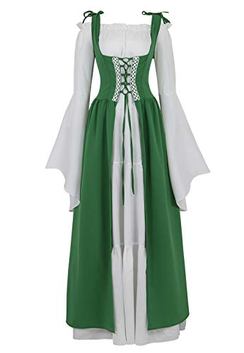 Hengzhifeng Renaissance Kleid Damen Mittelalter Kostüm Cosplay Viktorianischen Kleider (XX-Large, Grün) von Hengzhifeng