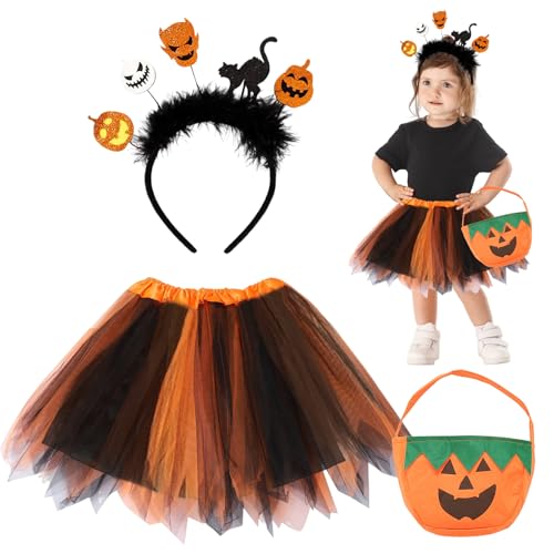 Henkodo Hexenkostüm Kinder, Halloween Kostüm Kinder Hexe Mädchen, Hexenkostüm Mädchen Tutu Rock Set Kürbis Tasche und Haarreif Hexe Tüllrock Kostüm Kinder für Halloween Karneval Cosplay Mottoparty Henkodo Hexenkostüm Kinder, Halloween Kostüm Kinder Hexe Mädchen, Hexenkostüm Mädchen Tutu Rock Set Kürbis Tasche und Haarreif Hexe Tüllrock Kostüm Kinder für Halloween Karneval Cosplay Mottoparty von Henkodo