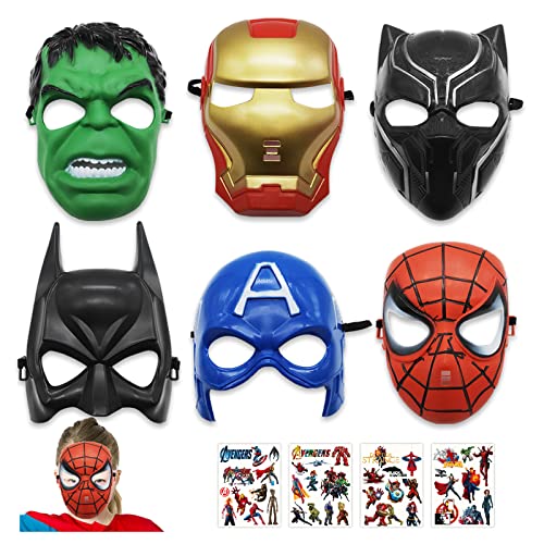 Henkodo Superhero Maske Party Kinder,6 Superheld Masken Cosplay Party Masken Dress Up Filz Masken Maskerade Augenmasken Cosplay Thema Geburtstage Mädchen Jungen Gastgeschenke Erwachsene Halloween von Henkodo