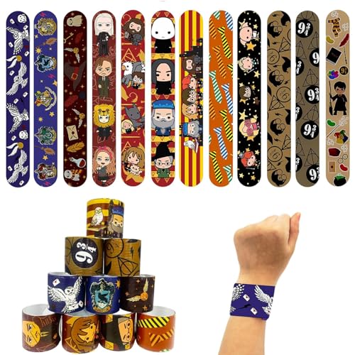 Henkodo Zauberer Kinder Schnapparmband,12 Stück Wizard Slap Armbänder Zauberer Slap Bracelets Party Deko Kindergeburtstag Schnapparmbänder Bunte Mitgebsel Gastgeschenke für Jungen Mädchen von Henkodo