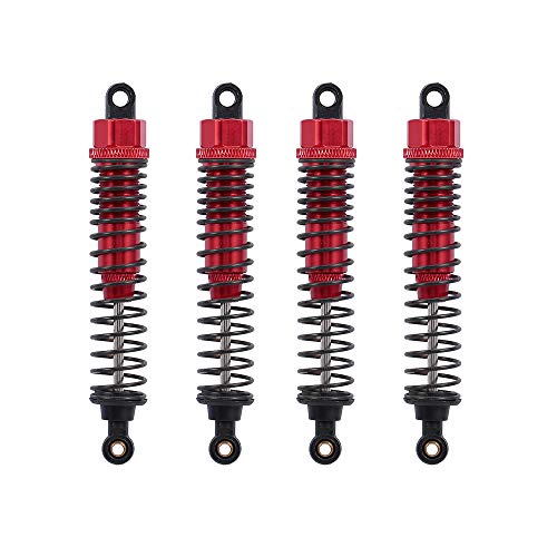 Hensych 4 Packung Einstellbares Öl 60mm 85mm 100mm Stoßdämpfer vorne und hinten aus Metall für 1/10 RC Auto LKW Teile Crawler Typ Axial SCX10 TRX4 D90 (Rot, 100mm) von Hensych