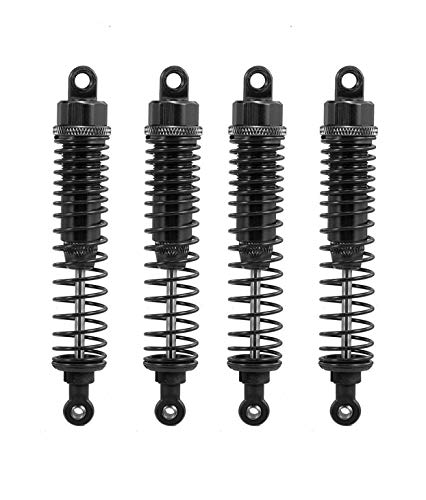 Hensych 4 Packung Einstellbares Öl 60mm 85mm 100mm Stoßdämpfer vorne und hinten aus Metall für 1/10 RC Auto LKW Teile Crawler Typ Axial SCX10 TRX4 D90 (Schwarz, 100mm) von Hensych