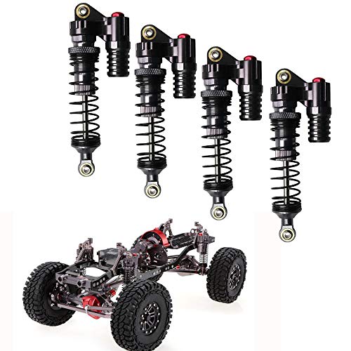 Hensych 4 Stück RC Stoßdämpfer Aluminiumlegierung Hohe Festigkeit Federn Stoßdämpfer Set Dämpfer, Doppelfass Unterdruck-Stoßdämpfer für 1/10 RC Car Truck Axial / SCX10 / D90 / TRX-4 RC Crawler Car von Hensych