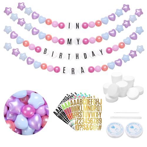 112 Stück Freundschaftsarmband Heopeis Birthday-Banner-Set, berühmte Sängerin, anpassbare Party-Girlande mit 75 großen Kugeln, Dekoration für Geburtstag, Hochzeit, Schulanfang, DIY-Zubehör (schwarz 112 Stück Freundschaftsarmband Heopeis Birthday-Banner-Set, berühmte Sängerin, anpassbare Party-Girlande mit 75 großen Kugeln, Dekoration für Geburtstag, Hochzeit, Schulanfang, DIY-Zubehör (schwarz von Heopeis