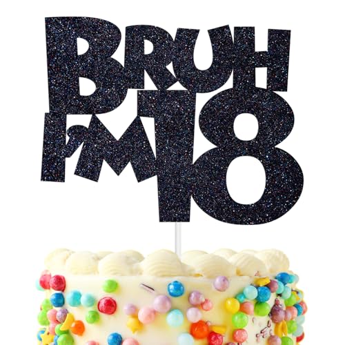 Bruh I'm 18 Cake Topper Bro I'M 18, 18 & Adultish, Time to Adult, Happy 18th Birthday Party Decorations Supplies for Boys, Black Glitter Bruh I'm 18 Cake Topper Bro I'M 18, 18 & Adultish, Time to Adult, Happy 18th Birthday Party Decorations Supplies for Boys, Black Glitter von Hequoyer
