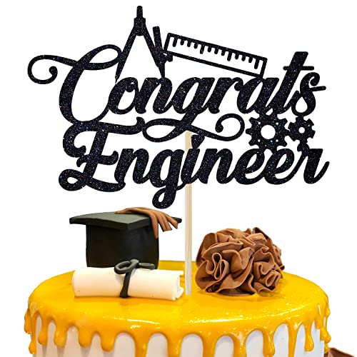 Tortenaufsatz Congrats Engineer – Future Engineer/So Proud of You – Klasse 2024 College Engineering Graduate Party Dekoration Zubehör, schwarzer Glitzer Tortenaufsatz Congrats Engineer – Future Engineer/So Proud of You – Klasse 2024 College Engineering Graduate Party Dekoration Zubehör, schwarzer Glitzer von Hequoyer