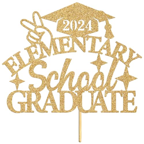 Tortenaufsatz für Grundschulabschluss, Glückwunschabschlussklasse, Klasse 2024, Grundschule, Abschlussfeier, Party-Dekoration, Zubehör, Gold-Glitzer Tortenaufsatz für Grundschulabschluss, Glückwunschabschlussklasse, Klasse 2024, Grundschule, Abschlussfeier, Party-Dekoration, Zubehör, Gold-Glitzer von Hequoyer