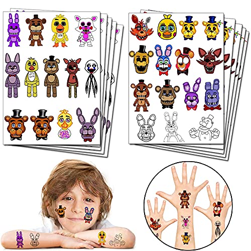 Videospiel Party Favor Temporäre Tattoos für fünf Nächte bei Freddy Birthday Party Decorations Supplies for Kids (10 Blatt) von Herber