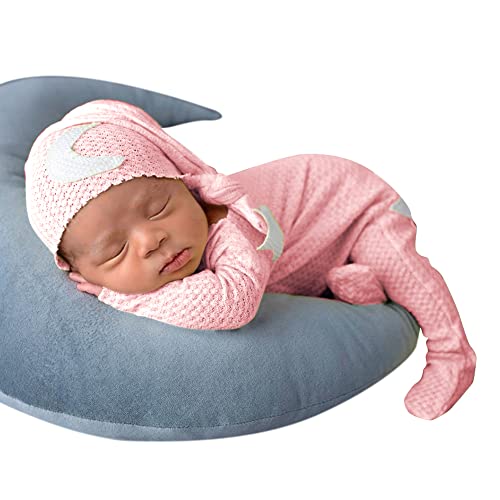 Herbests 2 Stück Neugeborenen Fotografie Requisite,Baby Fotoshooting Kostüme Set Gestrickt Strampler Kleidung Outfits mit Hut Baby Foto Fotografie Prop Zubehör für 0-3 Monate Jungen Mädchen von Onetobye