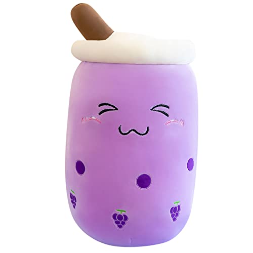 Herbests Bubble Tea Plüschtier, 35CM Boba Kuscheltier Milchtee Teetasse Kissen Gefüllte Plüsch Spielzeug Obst Geburtstagsgeschenk für Kinder Erwachsene, Traube Gesicht, HER00123855 von Herbests