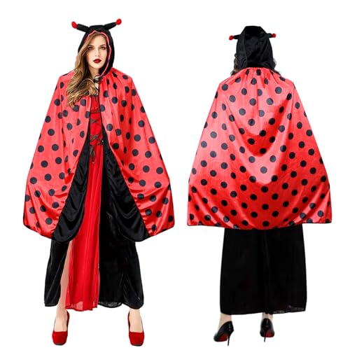Herbst Marienkäfer Umhang Kostüm, Faschingskostüme Damen Marienkäfer Kostüm mit Hut, Ladybug Kostüm für Karneval Cosplay, Mottoparty Herbst Marienkäfer Umhang Kostüm, Faschingskostüme Damen Marienkäfer Kostüm mit Hut, Ladybug Kostüm für Karneval Cosplay, Mottoparty von Herbst