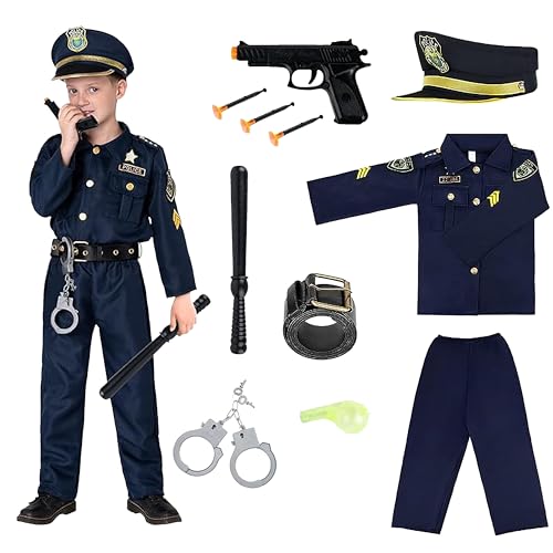 Herbst Polizei Kostüm Kinder und Rollenspiel Set Spielzeug Kinderkostüm Polizist Jungen für Karneval Halloween Mottoparty (M) von Herbst