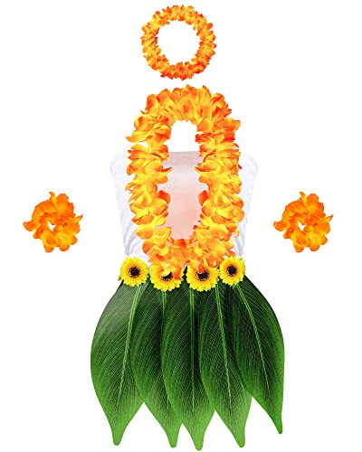 6-teiliges Hawaii-Kostüm, inklusive Hula-Rock, bauchfreies Top, Hawaii-Blume, Leis-Halskette, Armband für Halloween, Damen, Cosplay, Größe L 6-teiliges Hawaii-Kostüm, inklusive Hula-Rock, bauchfreies Top, Hawaii-Blume, Leis-Halskette, Armband für Halloween, Damen, Cosplay, Größe L von Hercicy