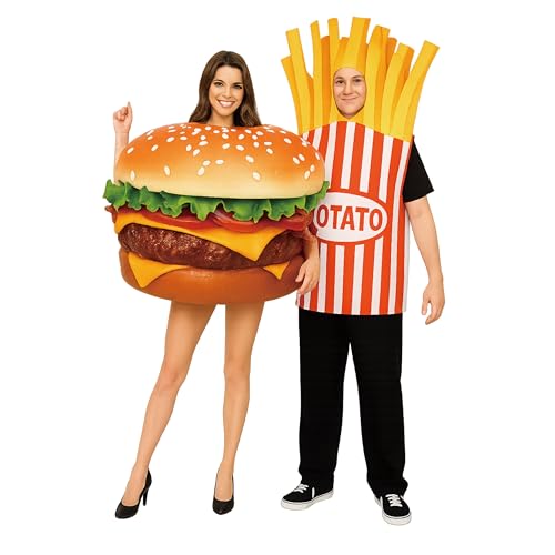 Hercicy Halloween-Kostüme für Erwachsene, lustig, Käse, Rind, Hamburger, Pommes Frites, Paare, Erwachsene, Einheitsgröße für Damen, Herren, Freunde, Cosplay, Verkleidungsparty, 2 Stück Hercicy Halloween-Kostüme für Erwachsene, lustig, Käse, Rind, Hamburger, Pommes Frites, Paare, Erwachsene, Einheitsgröße für Damen, Herren, Freunde, Cosplay, Verkleidungsparty, 2 Stück von Hercicy