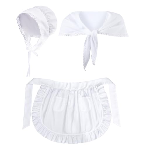 Hercicy Kolonial-Kostüm-Set, weiße Mob-Mütze, Mütze, Schal, Taille, Schürze, Pilger-Kostüm, Zubehör für Damen und Mädchen, Weiss/opulenter Garten, Einheitsgröße Hercicy Kolonial-Kostüm-Set, weiße Mob-Mütze, Mütze, Schal, Taille, Schürze, Pilger-Kostüm, Zubehör für Damen und Mädchen, Weiss/opulenter Garten, Einheitsgröße von Hercicy