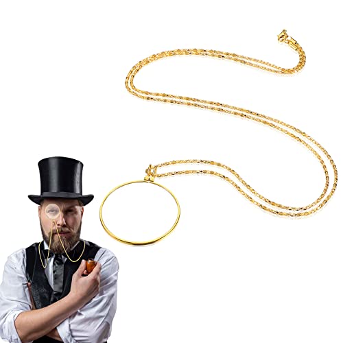 Halloween Gentleman's Monokel Lupe Halskette Anhänger Monokel Brille für Gentleman Kostüm Alter Mann Kostüm Zubehör Verkleidung Party Rollenspiel Golden von Herdear