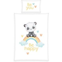 Babybest® 2685235063 - Regenbogen Panda, Flanell-Bettwäsche (Made in Green), 40x60 cm + 100x135 cm, 100% Baumwolle von Herding