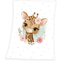 babybest® 1440228014 - Giraffe Microfaserflausch-Decke, 75 x 100 cm, 100% Polyester von Herding