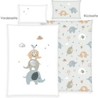 babybest® 2485261063 - Elephants Bettwäsche (Made in Green), 40x60 cm + 100x135 cm, 100% Baumwolle von Herding