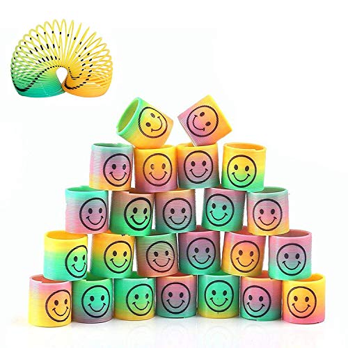 Herefun 24 Stück Springs Magic Rainbow Lächeln Regenbogenkreis Regenbogen Strolche, Mitgebsel Kindergeburtstag Gastgeschenke Regenbogenspirale für Kinder Spielzeug,Puzzle Lernspielzeug,Party von Herefun