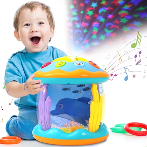 Herefun Baby Spielzeug ab 6 Monaten, Drehender Projektor Kinderspielzeug mit Musik/Licht, Lernspielzeug für Kleinkind 6-18 Monate, Musikspielzeug 1-2 Jahr Frühes Lernen für Mädchen Junge von Herefun