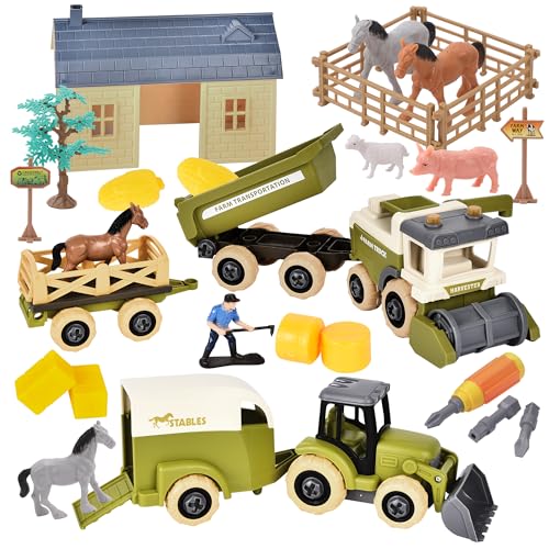 Herefun Bauernhof Traktor Spielzeug, Bauernhof Tiere Spielzeug Set mit Haus, Vieh und Abnehmbarer Wagen, Traktor Spielzeug ab 2 Jahre, Bauernhof Spielzeug 2 3 4+ Jahre, Geburtstag Geschenke Herefun Bauernhof Traktor Spielzeug, Bauernhof Tiere Spielzeug Set mit Haus, Vieh und Abnehmbarer Wagen, Traktor Spielzeug ab 2 Jahre, Bauernhof Spielzeug 2 3 4+ Jahre, Geburtstag Geschenke von Herefun