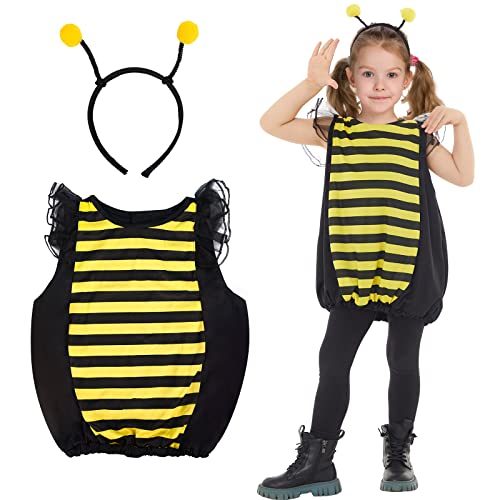 Herefun Bienen Kostüm Kinder, Kostüm Set Bienen für Kinder Cosplay Party, Kinder Bienen Kostüm für Halloween Karneval, Mit Tiara von Herefun