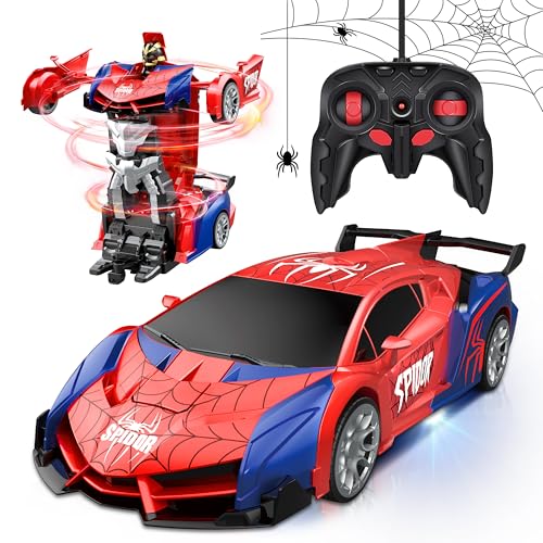 Herefun Transformator Ferngesteuertes Auto Spielzeug für Junge Mädchen ab 8 Jahre, Ferngesteuertes Auto Roboter, RC Spielzeug mit Ladekabel, 2 in 1 Transformator Roboter für Kinder Geschenke von Herefun