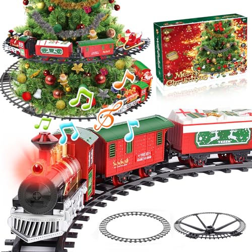 Herenear Elektrischer Zug Spielzeug Set für Kinder, Eisenbahn Kinder Elektrisch mit Sounds, Weihnachtszug um den Weihnachtsbaum, Zug Spielzeug Geschenk für Kinder ab 6 7 8 10+Jahren(I) von Herenear
