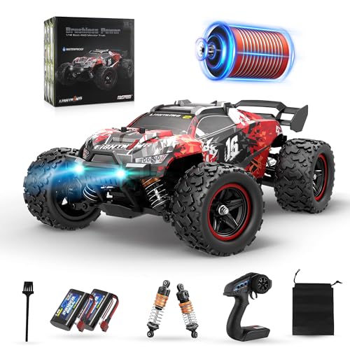 Herenear Ferngesteuertes Auto, 1:18, 60+ km/h Bürstenloser Motor RC Auto, 4WD Offroad RC Car, 2.4 GHz Fernsteuerung Rennenauto, 50+ Minute Spielzeit für Erwachsene und Kinder(RED) von Herenear