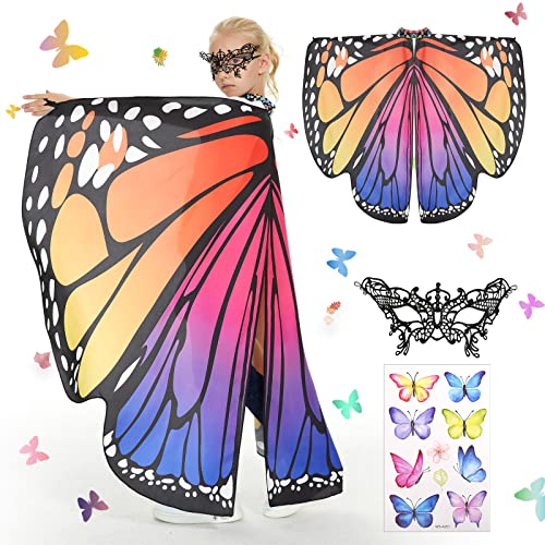Herenear Schmetterling Sling Umhang für Kinder, 3 Stück Schmetterling Flügel Kostüm Fee, Schmetterlingsflgel Mit Augenmaske Mädchen Prinzessin Party Elfen Cosplay Faschingkostüme 136 x 105cm (Cape R) Herenear Schmetterling Sling Umhang für Kinder, 3 Stück Schmetterling Flügel Kostüm Fee, Schmetterlingsflgel Mit Augenmaske Mädchen Prinzessin Party Elfen Cosplay Faschingkostüme 136 x 105cm (Cape R) von Herenear