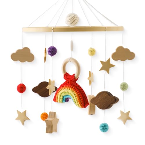 Babybett Mobile Baby Windspiel, Sterne Monde und Regenbögen Handgefertigt Baby Mobile Babybett Holz für Baby Mädchen oder Jungen,Bettglocke Anhänger zum Aufhängen Babybett Kinderbett (Regenbogen) Babybett Mobile Baby Windspiel, Sterne Monde und Regenbögen Handgefertigt Baby Mobile Babybett Holz für Baby Mädchen oder Jungen,Bettglocke Anhänger zum Aufhängen Babybett Kinderbett (Regenbogen) von Herfair