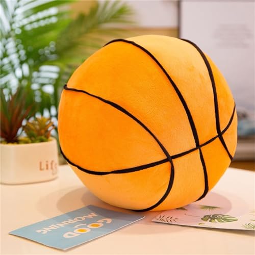 Herfair 3D Basketball Kissen Plüschtier Flauschige Ballkissen Kuschelkissen Weiche Plüsch Puppe Baby Kinder Jungen Mädchen GeburtstagGeschenke Zimmer Dekoration (Basketball,28cm) von Herfair